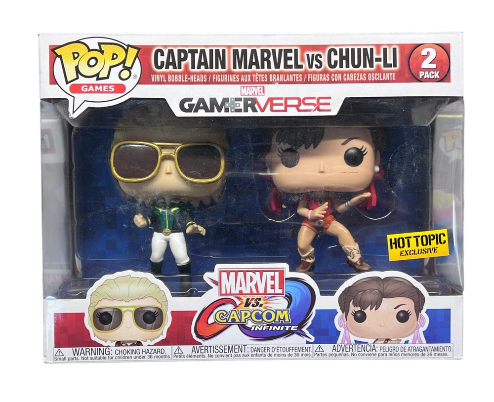 Funko Pop Captain Marvel vs Chun Li 2 Pack Gamerverse Hot Topic Exclusive